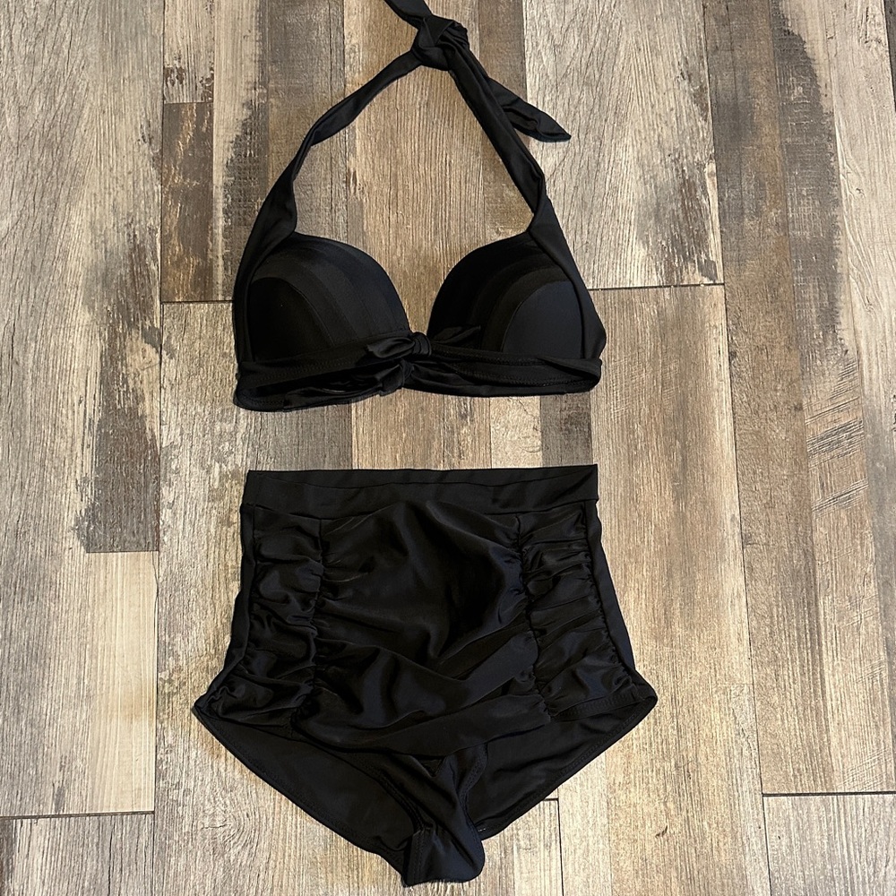 Black Halter Bikini Set
